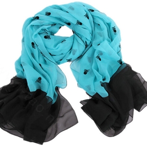Exquisite Skull Women Scarf Shawls Winter Warm Polyester Scarves 180*140CM - Blue