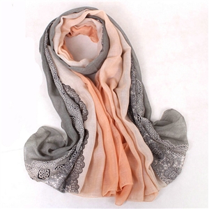 Floral Printed Lace Women Scarf Fiber Cloth Warm Scarves Wraps 180*95CM - Orange