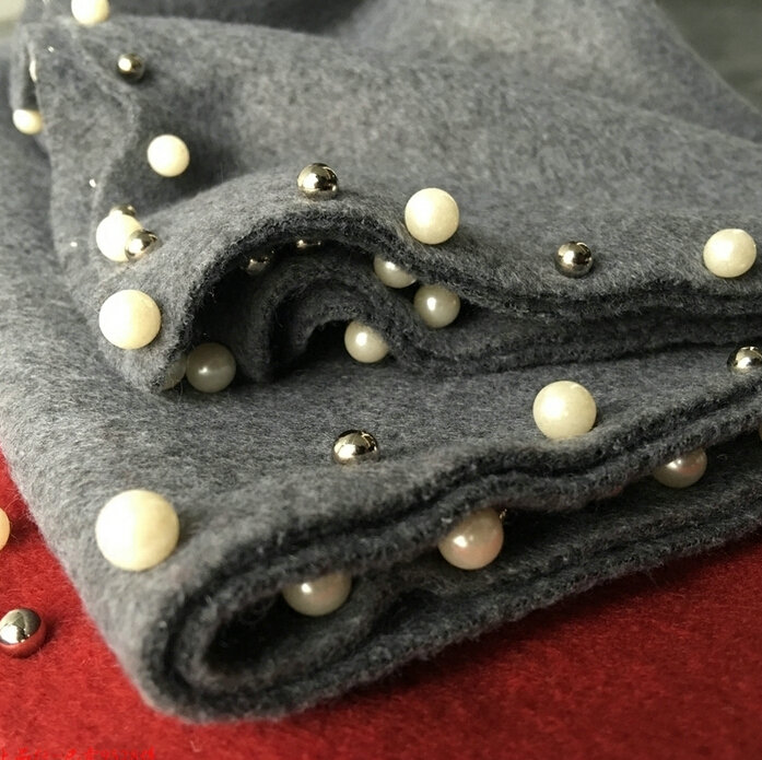 Free Beaded Scarves Wrap Women Winter Warm Cashmere Solid 195*50CM - Black