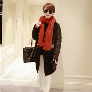 Free Beaded Scarves Wrap Women Winter Warm Cashmere Solid 195*50CM - Red
