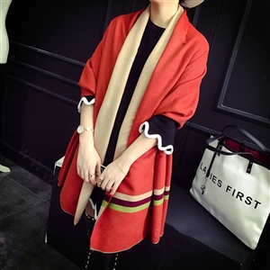 Free Fringe Scarves Wrap Women Winter Warm Cashmere Panties 195*65CM - Orange