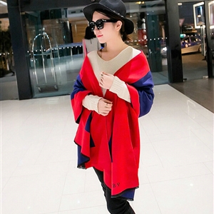 Free Fringe Scarves Wrap Women Winter Warm Cashmere Panties 195*65CM - Red Blue