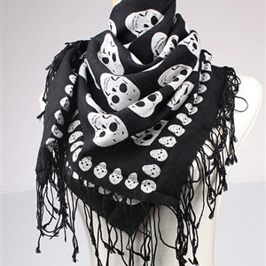 Free Skull Scarf Shawls Women Winter Warm Wool Panties 90*90CM - White