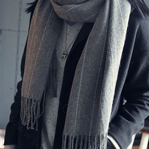 Fringed Fringe Scarves Wrap Women Winter Warm Cashmere Panties 200*65CM - Grey