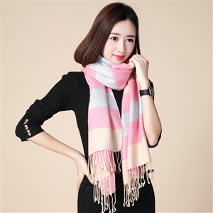 Fringed Fringe Scarves Wrap Women Winter Warm Cashmere Panties 200*70CM - Pink