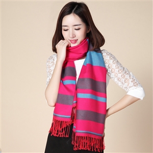 Fringed Fringe Scarves Wrap Women Winter Warm Cashmere Panties 200*70CM - Rose Grey