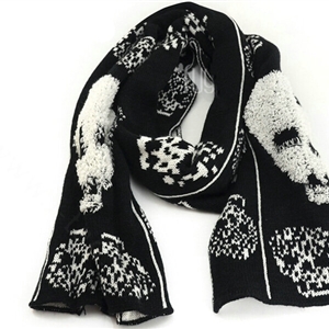 Good Skull Scarf Shawls Women Winter Warm Wool Panties 200*30CM - Black