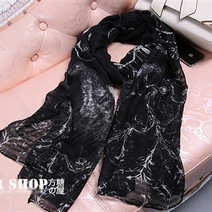 Good Skull Women Scarf Shawls Winter Warm Polyester Scarves 180*90CM - Black