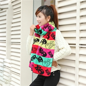 Nice Fringe Skull Scarf Shawls Women Winter Warm Wool Panties 190*32CM - Black