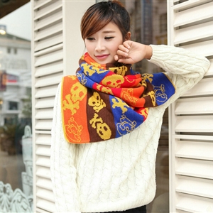 Nice Fringe Skull Scarf Shawls Women Winter Warm Wool Panties 190*32CM - Yellow