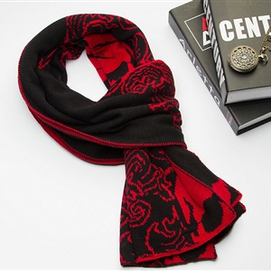 Nice Skull Scarf Shawls Women Winter Warm Wool Panties 195*40CM - Black Red