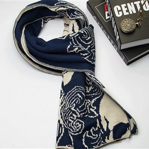 Nice Skull Scarf Shawls Women Winter Warm Wool Panties 195*40CM - Blue Beige