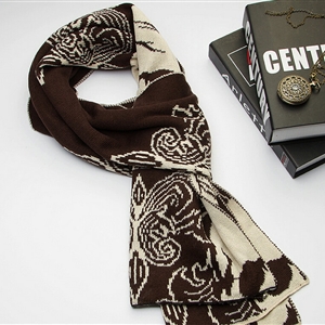 Nice Skull Scarf Shawls Women Winter Warm Wool Panties 195*40CM - Brown