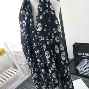 Popular Skull Scarf Scarves For Women Winter Warm Cotton Panties 180*70CM - Black