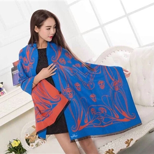Popular Skull Scarves Wrap Women Winter Warm Cashmere Panties 195*70CM - Blue