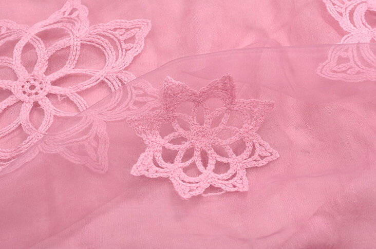 Pretty Embroidered Floral Beaded Scarves Wrap Women Winter Warm Cotton 200*38CM - Rose