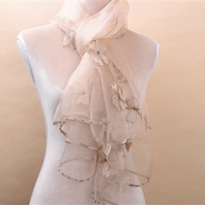 Pretty Floral Lace Scarf Shawls Women Winter Warm Silk Panties 180*70CM - Beige