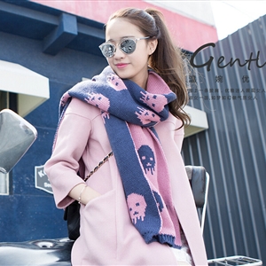 Pretty Skull Scarves Wrap Women Winter Warm Cashmere Panties 180*30CM - Pink Blue