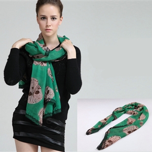 Pretty Skull Sheer Scarf Shawls Women Winter Warm Silk Panties 140*140CM - Green
