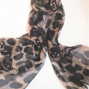 Pretty Skull Sheer Scarf Shawls Women Winter Warm Silk Panties 200*65CM - Brown
