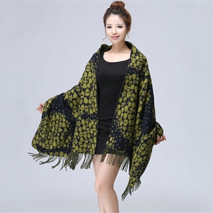 Unique Fringed Skull Scarf Shawls Women Winter Warm Wool Panties 200*65CM - Green