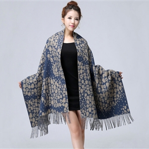 Unique Fringed Skull Scarf Shawls Women Winter Warm Wool Panties 200*65CM - Grey
