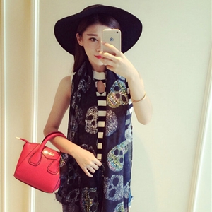 Unique Skull Scarf Scarves For Women Winter Warm Cotton Panties 190*110CM - Black