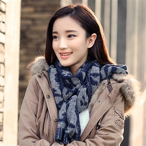 Vintage Skull Scarves Wrap Women Winter Warm Polyester 200*33CM - Blue