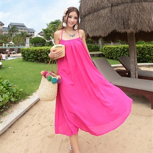 Classy Dresses Winter Ladies Long Skirts Backless Solid Beach Sleeveless - Rose