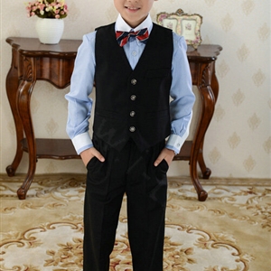 Cute Winter Flower Boys Suit Clothes Wedding Party Dress - Black Blue