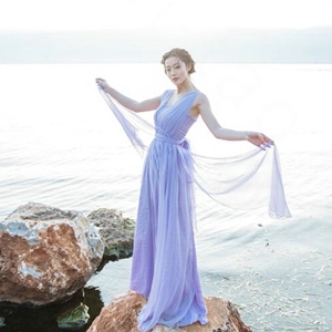 Dresses Summer Backless Women Tunic Elbow Sleeve Solid Beach Long Chiffon - Purple