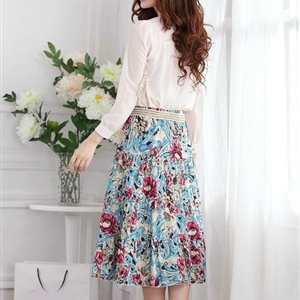 Fation Dresses Summer Girls Floral Bohemian Coast Semi Long Printed - Blue