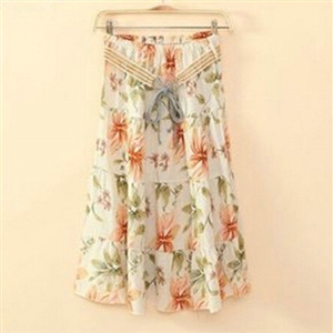Fation Dresses Summer Girls Flower Bohemian Coast Semi Long Printed - Orange