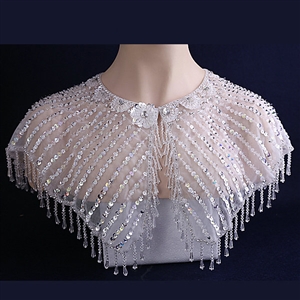 2016 New Luxury Bridal Crystal Beads Lace Sequins Shoulder Yarn Wedding Veil Tassel Shawls