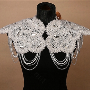 Luxury Bridal Rhinestone Crystal Beads Tassel Queen Wedding Shoulder Chain Accessories