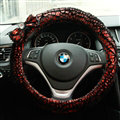Bowknot Glitter Lace Universal Car Steering Wheel Covers 15 inch 38CM - Red