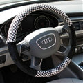Calssic Swallow Gird Flax Universal Car Steering Wheel Covers 15 inch 38CM - Black