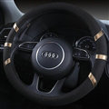 Classic Man Universal Auto Steering Wheel Covers for Flax 15 inch 38CM - Black Gold