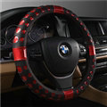 Cool Hollow Anti-slip Glitter Car Steering Wheel Covers PU Leather 15 inch 38CM - Red