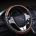 Cool Hollow Glitter Car Steering Wheel Covers Bright PU Leather 15 inch 38CM - Gold