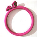 Cute Bowknot Suedette Universal Car Steering Wheels Covers 15 Inch - Rose