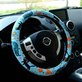 Cute Butterfly Cats PU Leather Universal Car Steering Wheel Covers 15 inch - Blue