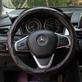 Cute Ears Universal Car Steering Wheel Covers Diamond-shaped PU Leather 15 inch - Black