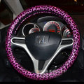 Fashion Leopard Glitter PU Leather Car Steering Wheel Covers 15 inch 38CM - Rose