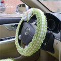Female Big Plaid Lace Flower Universal Auto Steering Wheel Covers 15 inch 38CM - Green