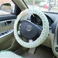Female Plaid Lace Flower Universal Auto Steering Wheel Covers 15 inch 38CM - Green