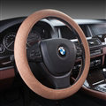 High Quality Breathable Linen Auto Car Steering Wheel Covers 15 inch 38CM - Brown