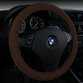 High Quality Flax Universal Elastic Auto Steering Wheel Covers 15 inch 38CM - Coffee