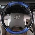 Man Crocodile Pattern Rivet Car Steering Wheel Covers Bright Leather 15 inch 38CM - Black Blue