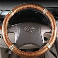 Man Crocodile Pattern Rivet Car Steering Wheel Covers Bright Leather 15 inch 38CM - Gold